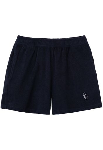 Sporty & Rich Terry embroidered-logo shorts - Blau