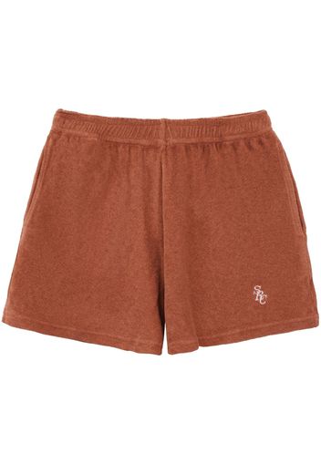 Sporty & Rich logo-embroidered towelling-finish shorts - Orange