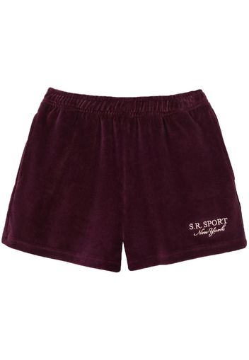 Sporty & Rich logo-embroidered velvet shorts - Rot