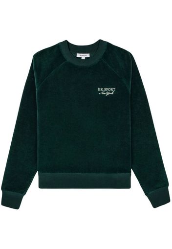 Sporty & Rich logo-embroidered velour sweatshirt - Grün