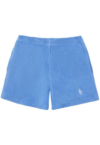 Sporty & Rich embroidered-logo terry shorts - Blau