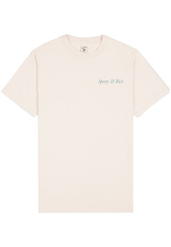 Sporty & Rich logo-print cotton T-shirt - Nude