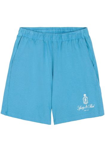 Sporty & Rich Vendome logo-print cotton shorts - Blau