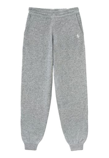 Sporty & Rich embroidered-logo cashmere track pants - Grau
