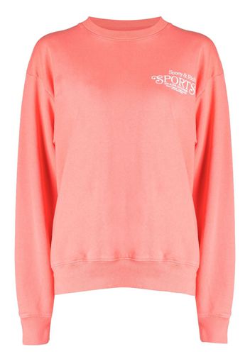 Sporty & Rich embroidered-logo jersey-fleece jumper - Rosa