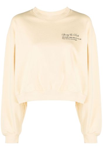 Sporty & Rich Tennis Script cropped sweatshirt - ALMONDNAVY