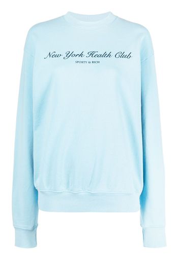 Sporty & Rich text-print cotton sweatshirt - Blau