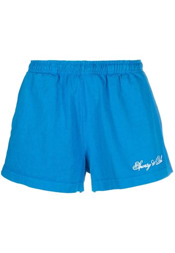 Sporty & Rich logo-embroidered cotton track shorts - Blau