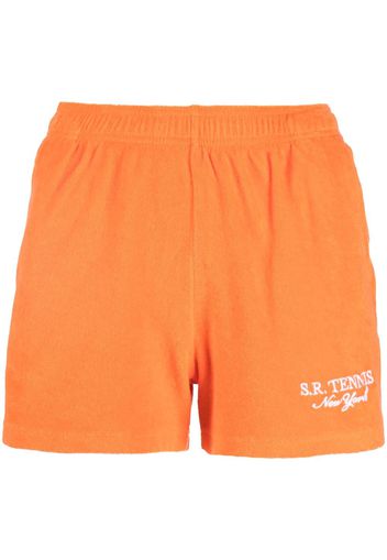 Sporty & Rich logo-embroidered cotton shorts - Orange