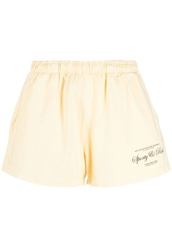 Sporty & Rich logo-print cotton mini shorts - Nude