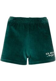 Sporty & Rich embroidered-logo velour shorts - Grün