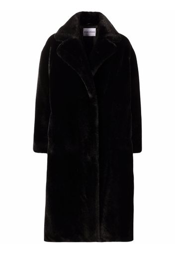 STAND STUDIO notched-lapels midi faux-fur coat - Schwarz