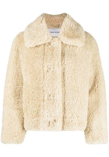 STAND STUDIO faux-fur buttoned jacket - Nude