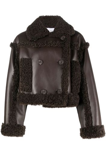 STAND STUDIO cropped faux shearling jacket - Braun