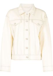 STAND STUDIO Oversized Leather Jean Jacket In Cream - Nude