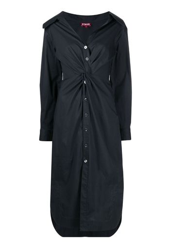 STAUD Clea twisted midi shirtdress - Schwarz