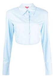 STAUD buttoned-up cropped cotton shirt - Blau