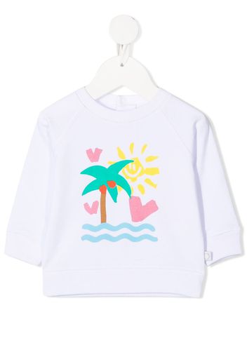 Stella McCartney Kids Sweatshirt mit Palmen-Print - Weiß