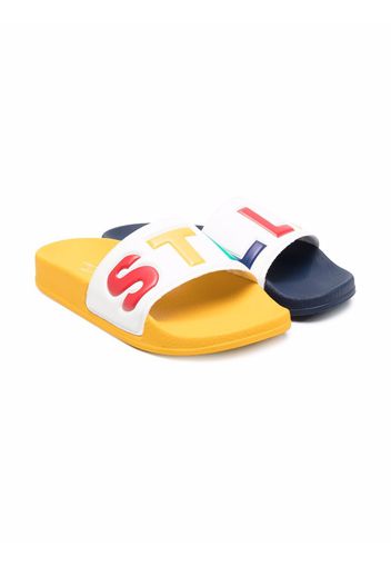 Stella McCartney Kids logo-print open-toe slides - Weiß