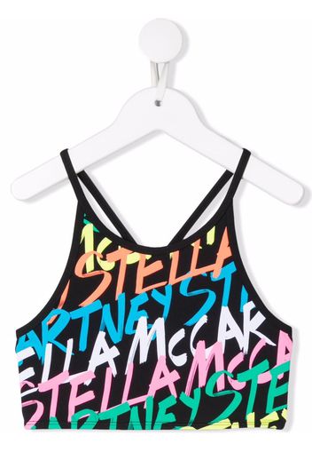 Stella McCartney Kids logo-print cropped top - Schwarz