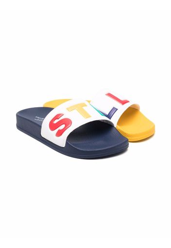 Stella McCartney Kids logo-print open-toe slides - Blau