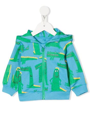 Stella McCartney Kids alligator print zipped hoodie - Blau