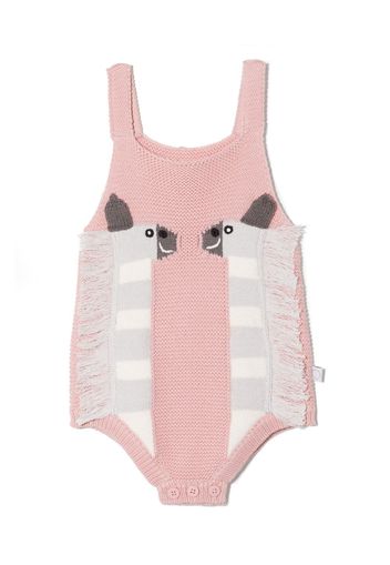 Stella McCartney Kids zebra fringed knitted babygrow - Rosa