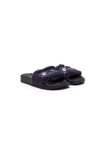 Stella McCartney Kids logo-patch open-toe slides - Blau