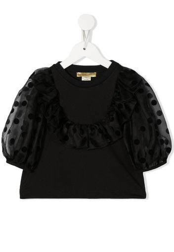 STELLA MCCARTNEY KIDS polka-dot cropped blouse - Schwarz