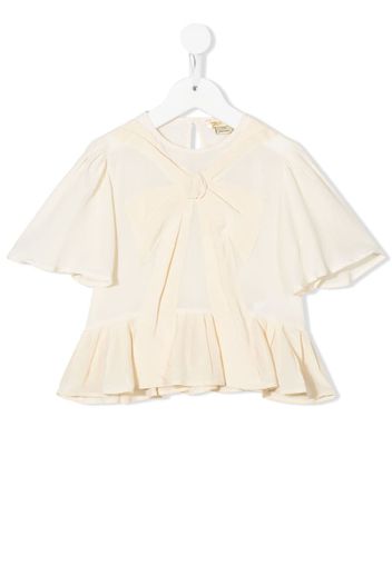 Stella McCartney Kids TEEN bow-detailk silk blouse - Nude