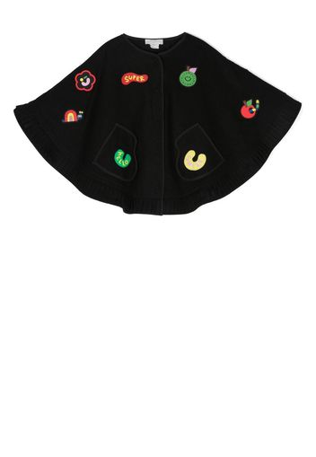 Stella McCartney Kids graphic-print wool-blend cape - Schwarz