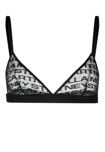 Stella McCartney logo-embroidered lace bra - BLACK