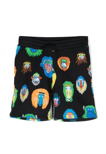 Stella McCartney Kids monkey-print track shorts - Schwarz