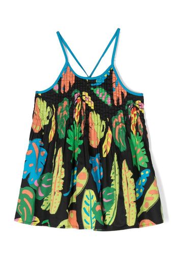 Stella McCartney Kids all-over leaf-print top - Schwarz