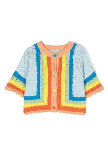 Stella McCartney Kids colour-block crochet-knit cardigan - Orange