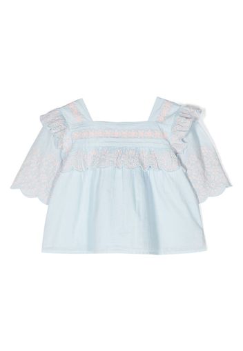 Stella McCartney Kids embroidered cotton top - Blau