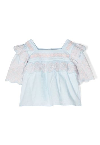 Stella McCartney Kids embroidered cotton top - Blau