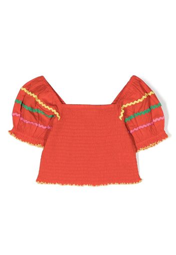 Stella McCartney Kids shirred-detail short-sleeve top - Rot