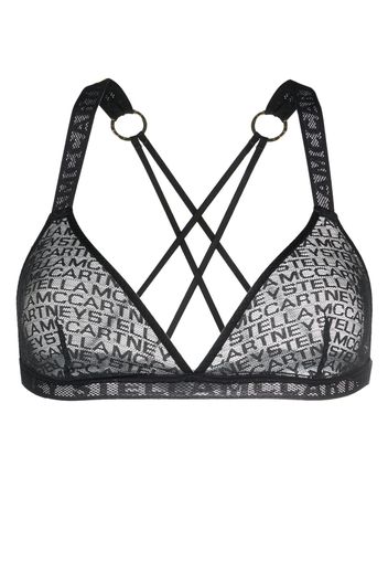 Stella McCartney cross-over logo-print bra - Schwarz