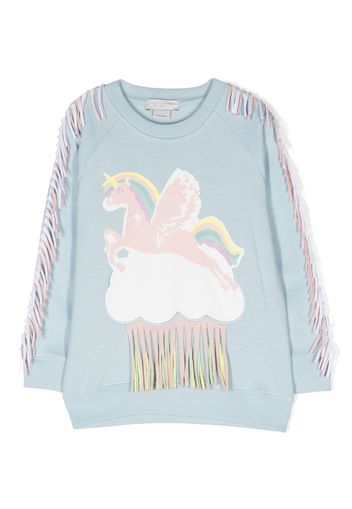 Stella McCartney Kids Unicorn-print organic-cotton sweatshirt - Blau