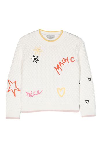 Stella McCartney Kids embroidered-detail knitted top - Weiß