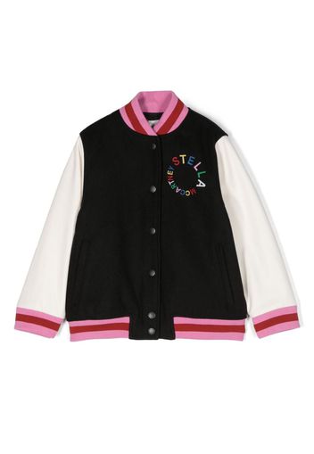 Stella McCartney Kids logo-embroidered bomber jacket - Schwarz