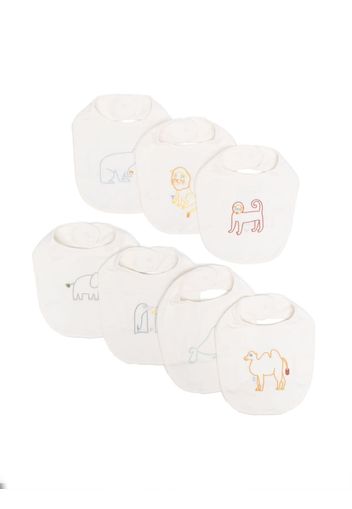 Stella McCartney Kids animal-embroidered cotton bibs (pack of seven) - Weiß