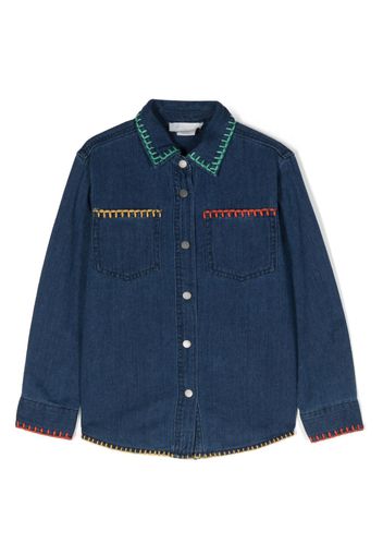 Stella McCartney Kids floral-patch denim shirt - Blau