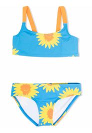 Stella McCartney Kids sunflower-print bandeau bikini - Blau