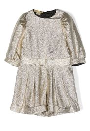 Stella McCartney Kids metallic-effect long-sleeved playsuit - Gold