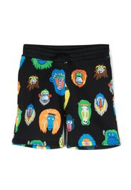 Stella McCartney Kids monkey-print track shorts - Schwarz