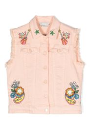 Stella McCartney Kids embroidered-design frayed gilet - Nude