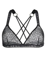 Stella McCartney cross-over logo-print bra - Schwarz