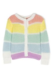 Stella McCartney Kids stripe-pattern round-neck cardigan - Weiß